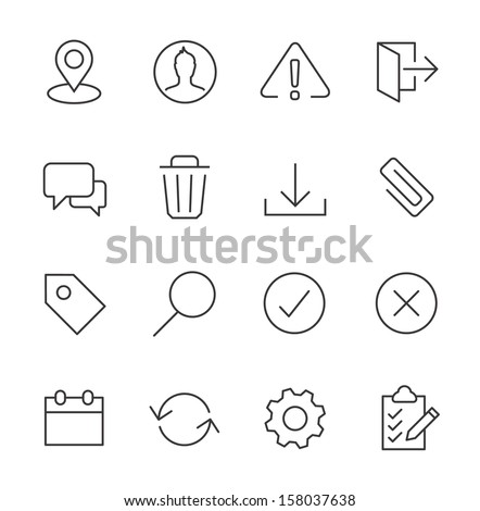 Stroked interface icon set.