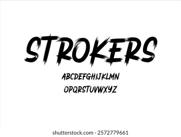 Strokers font for logo and headline. Isolated vector typeset