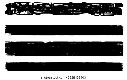 Strokes of black paint isolated on white background