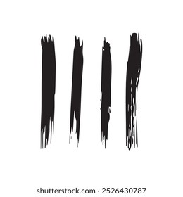 Strokes of black paint isolated on white background