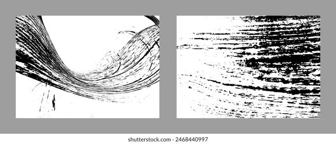 Strokes of black paint on a white background. Set of two templates. Graffiti element. Design template for the design of banners, posters, booklets, covers, magazines. EPS 10