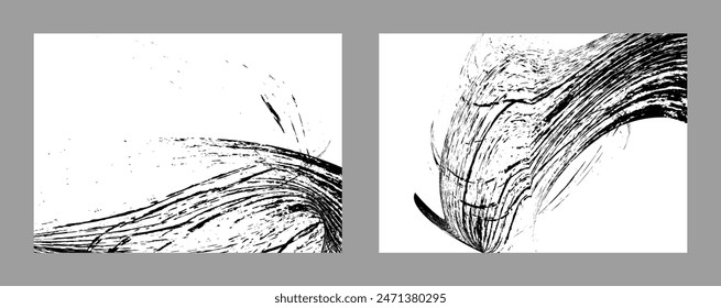 Strokes of black paint on a white background. Set of two templates. Graffiti element. Design template for the design of banners, posters, booklets, covers, magazines. EPS 10