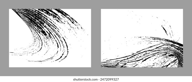 Strokes of black paint on a white background. Set of two templates. Graffiti element. Design template for the design of banners, posters, booklets, covers, magazines. EPS 10
