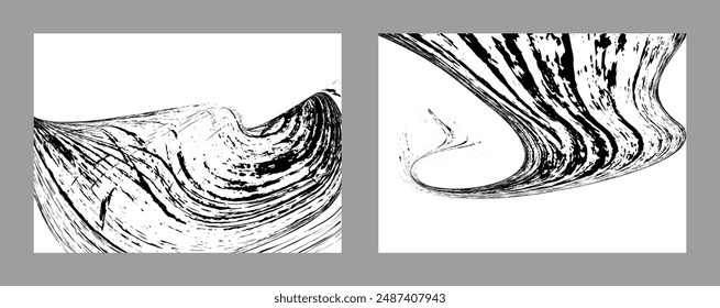 Strokes of black paint on a white background. Set of two templates. Graffiti element. Design template for the design of banners, posters, booklets, covers, magazines. EPS 10