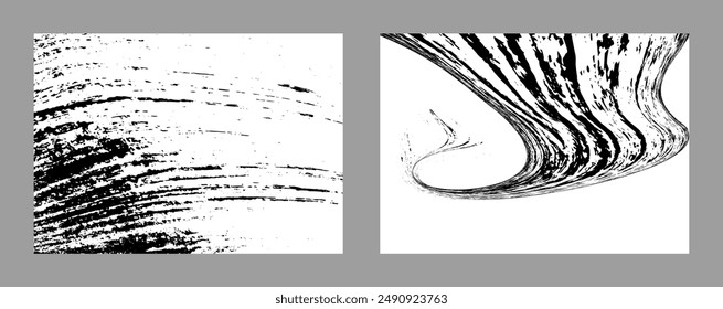 Strokes of black paint on a white background. Set of two templates. Graffiti element. Design template for the design of banners, posters, booklets, covers, magazines. EPS 10