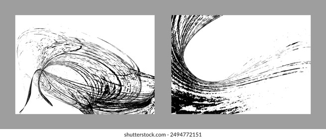 Strokes of black paint on a white background. Set of two templates. Graffiti element. Design template for the design of banners, posters, booklets, covers, magazines. EPS 10