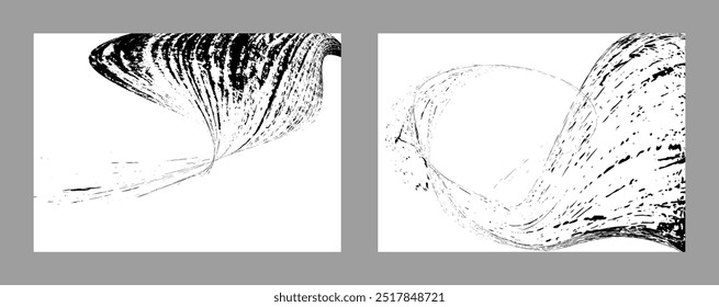 Strokes of black paint on a white background. Set of two templates. Graffiti element. Design template for the design of banners, posters, booklets, covers, magazines. EPS 10