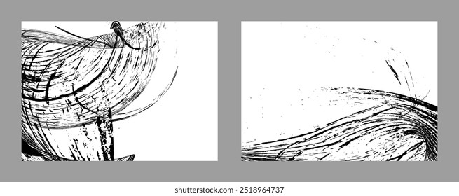 Strokes of black paint on a white background. Set of two templates. Graffiti element. Design template for the design of banners, posters, booklets, covers, magazines. EPS 10