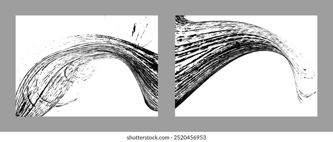 Strokes of black paint on a white background. Set of two templates. Graffiti element. Design template for the design of banners, posters, booklets, covers, magazines. EPS 10