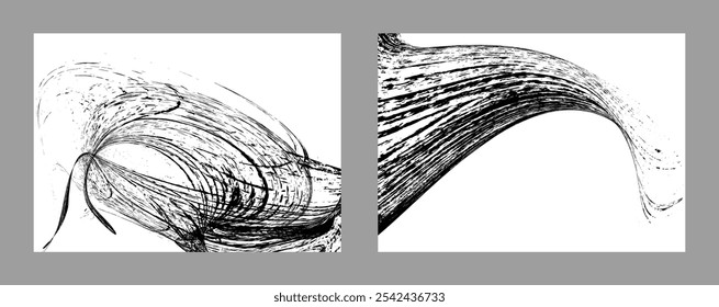 Strokes of black paint on a white background. Set of two templates. Graffiti element. Design template for the design of banners, posters, booklets, covers, magazines. EPS 10