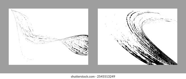 Strokes of black paint on a white background. Set of two templates. Graffiti element. Design template for the design of banners, posters, booklets, covers, magazines. EPS 10