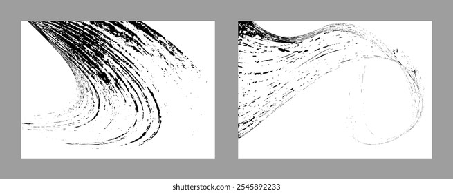 Strokes of black paint on a white background. Set of two templates. Graffiti element. Design template for the design of banners, posters, booklets, covers, magazines. EPS 10