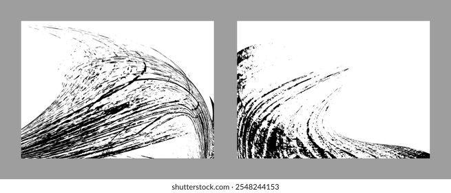 Strokes of black paint on a white background. Set of two templates. Graffiti element. Design template for the design of banners, posters, booklets, covers, magazines. EPS 10