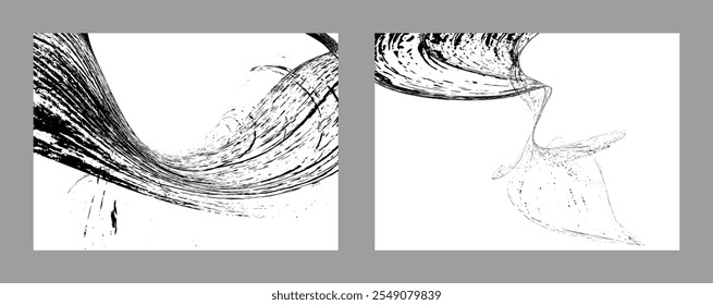 Strokes of black paint on a white background. Set of two templates. Graffiti element. Design template for the design of banners, posters, booklets, covers, magazines. EPS 10