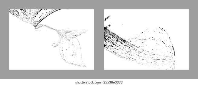 Strokes of black paint on a white background. Set of two templates. Graffiti element. Design template for the design of banners, posters, booklets, covers, magazines. EPS 10