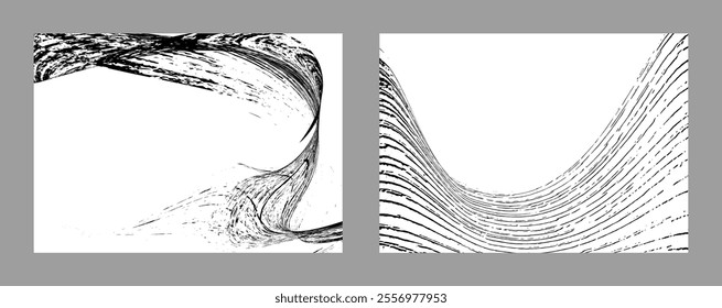 Strokes of black paint on a white background. Set of two templates. Graffiti element. Design template for the design of banners, posters, booklets, covers, magazines. EPS 10