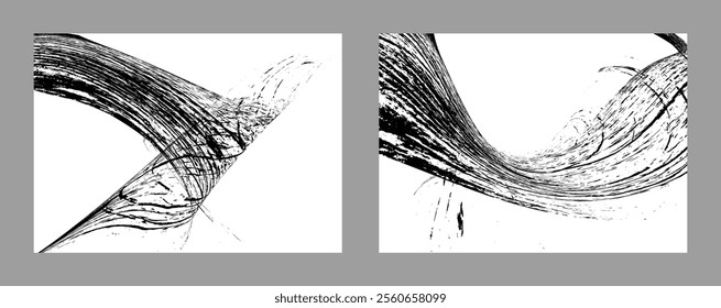 Strokes of black paint on a white background. Set of two templates. Graffiti element. Design template for the design of banners, posters, booklets, covers, magazines. EPS 10