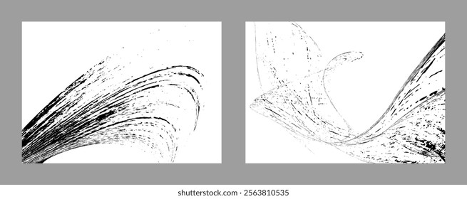 Strokes of black paint on a white background. Set of two templates. Graffiti element. Design template for the design of banners, posters, booklets, covers, magazines. EPS 10