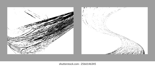 Strokes of black paint on a white background. Set of two templates. Graffiti element. Design template for the design of banners, posters, booklets, covers, magazines. EPS 10