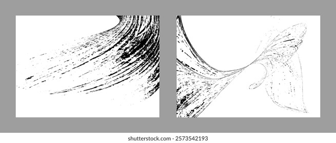 Strokes of black paint on a white background. Set of two templates. Graffiti element. Design template for the design of banners, posters, booklets, covers, magazines. EPS 10