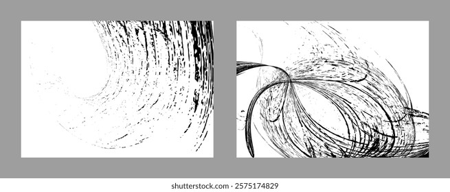 Strokes of black paint on a white background. Set of two templates. Graffiti element. Design template for the design of banners, posters, booklets, covers, magazines. EPS 10