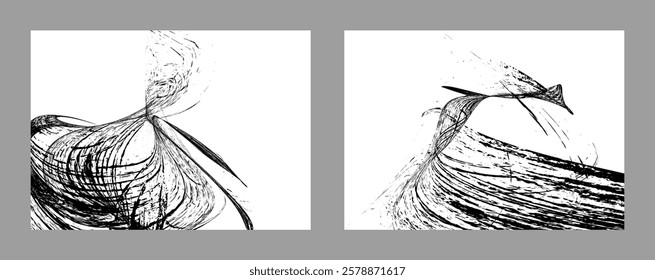 Strokes of black paint on a white background. Set of two templates. Graffiti element. Design template for the design of banners, posters, booklets, covers, magazines. EPS 10