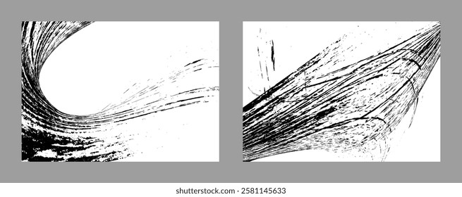 Strokes of black paint on a white background. Set of two templates. Graffiti element. Design template for the design of banners, posters, booklets, covers, magazines. EPS 10