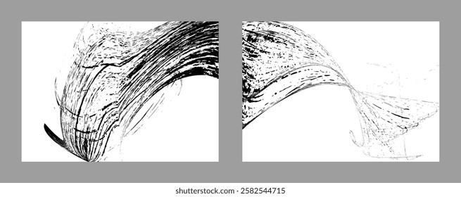 Strokes of black paint on a white background. Set of two templates. Graffiti element. Design template for the design of banners, posters, booklets, covers, magazines. EPS 10
