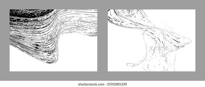 Strokes of black paint on a white background. Set of two templates. Graffiti element. Design template for the design of banners, posters, booklets, covers, magazines. EPS 10
