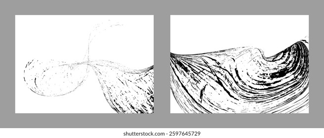 Strokes of black paint on a white background. Set of two templates. Graffiti element. Design template for the design of banners, posters, booklets, covers, magazines. EPS 10