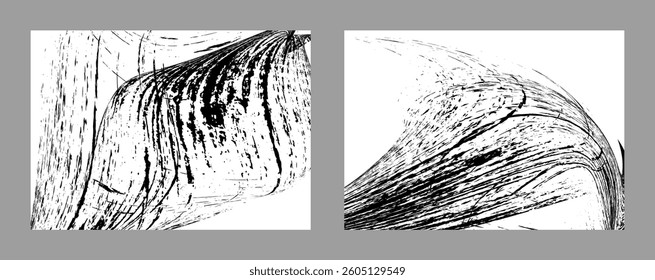 Strokes of black paint on a white background. Set of two templates. Graffiti element. Design template for the design of banners, posters, booklets, covers, magazines. EPS 10