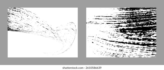 Strokes of black paint on a white background. Set of two templates. Graffiti element. Design template for the design of banners, posters, booklets, covers, magazines. EPS 10