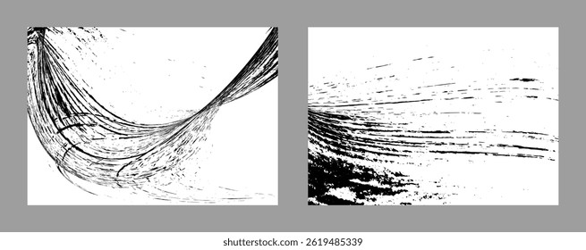 Strokes of black paint on a white background. Set of two templates. Graffiti element. Design template for the design of banners, posters, booklets, covers, magazines. EPS 10
