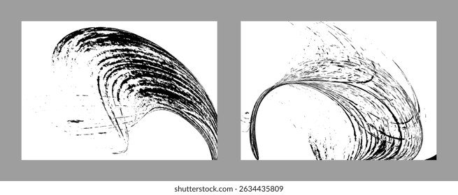 Strokes of black paint on a white background. Set of two templates. Graffiti element. Design template for the design of banners, posters, booklets, covers, magazines. EPS 10