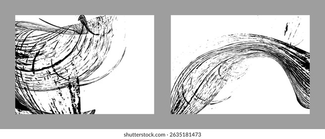 Strokes of black paint on a white background. Set of two templates. Graffiti element. Design template for the design of banners, posters, booklets, covers, magazines. EPS 10