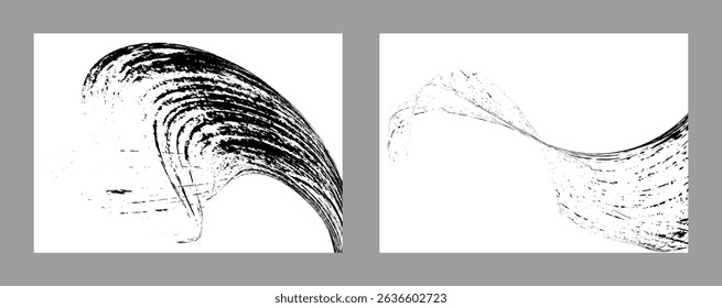 Strokes of black paint on a white background. Set of two templates. Graffiti element. Design template for the design of banners, posters, booklets, covers, magazines. EPS 10