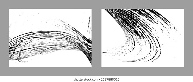 Strokes of black paint on a white background. Set of two templates. Graffiti element. Design template for the design of banners, posters, booklets, covers, magazines. EPS 10