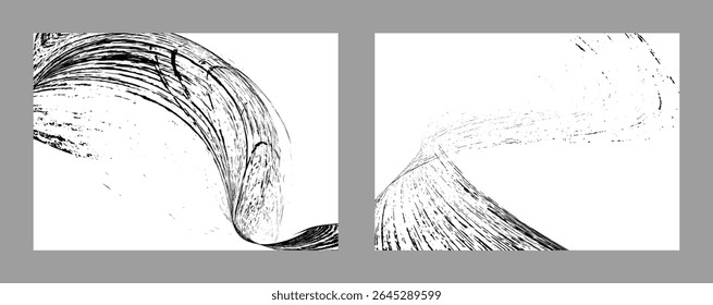 Strokes of black paint on a white background. Set of two templates. Graffiti element. Design template for the design of banners, posters, booklets, covers, magazines. EPS 10