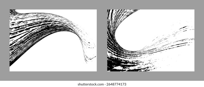 Strokes of black paint on a white background. Set of two templates. Graffiti element. Design template for the design of banners, posters, booklets, covers. EPS