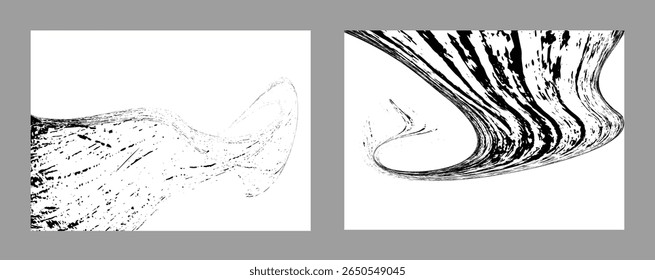 Strokes of black paint on a white background. Set of two templates. Graffiti element. Design template for the design of banners, posters, booklets, covers, magazines. EPS 10