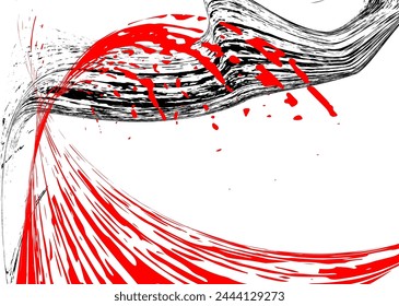 Strokes of black and red paint on a white background. Graffiti element. Design template for the design of banners, posters, booklets, covers, magazines. EPS 10