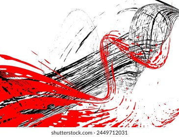 Strokes of black and red paint on a white background. Graffiti element. Design template for the design of banners, posters, booklets, covers, magazines. EPS 10