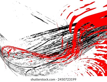Trazos de pintura negra y roja sobre fondo blanco. Elemento de graffiti. Plantilla de diseño para el diseño de Anuncios, carteles, folletos, portadas, revistas. EPS 10