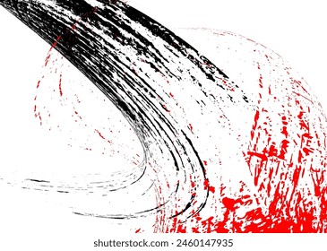 Strokes of black and red paint on a white background. Graffiti element. Design template for the design of banners, posters, booklets, covers, magazines. EPS 10