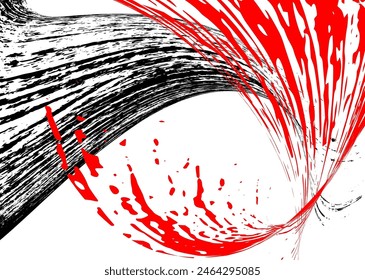 Strokes of black and red paint on a white background. Graffiti element. Design template for the design of banners, posters, booklets, covers, magazines. EPS 10