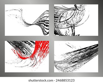 Strokes of black and red paint on a white background. Set of 4 templates. Graffiti element. Design template for the design of banners, posters, booklets, covers, magazines. EPS 10