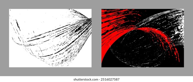Strokes of black and red paint on a white background. Set of two templates. Graffiti element. Design template for the design of banners, posters, booklets, covers, magazines. EPS 10