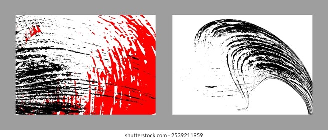 Strokes of black and red paint on a white background. Set of two templates. Graffiti element. Design template for the design of banners, posters, booklets, covers, magazines. EPS 10