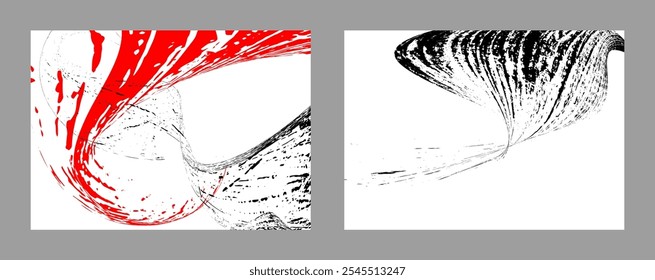 Strokes of black and red paint on a white background. Set of two templates. Graffiti element. Design template for the design of banners, posters, booklets, covers, magazines. EPS 10