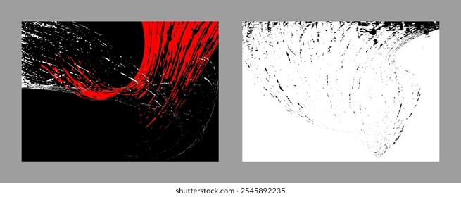 Strokes of black and red paint on a white background. Set of two templates. Graffiti element. Design template for the design of banners, posters, booklets, covers, magazines. EPS 10